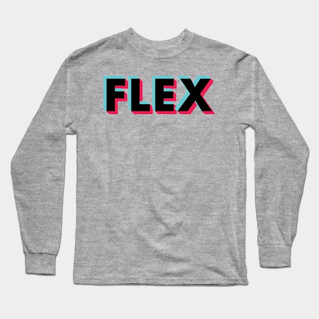 Flex Glitch Black Long Sleeve T-Shirt by BeyondTheDeck